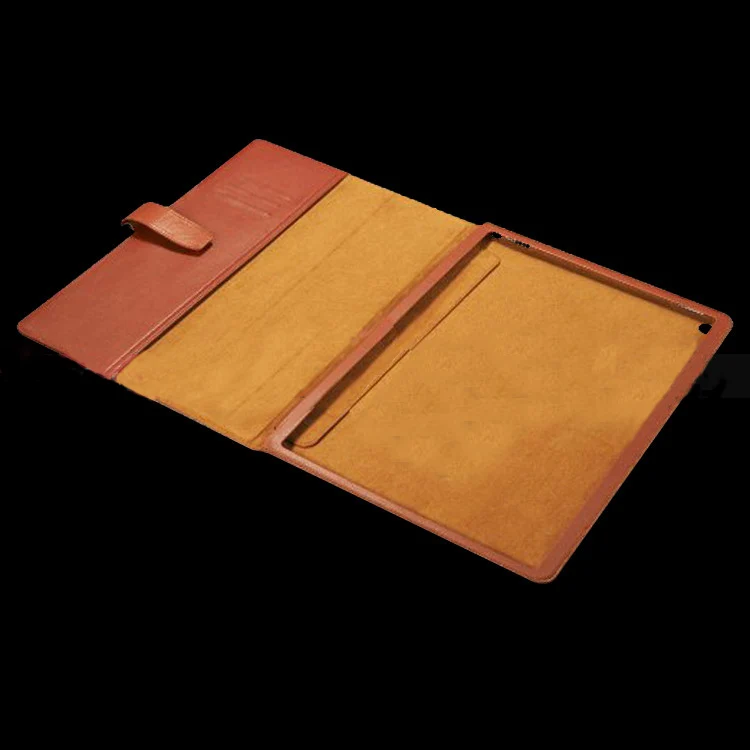 Vintage Brown Genuine Leather Case For Ipad Pro , Standing folio opening Cover For Ipad Pro Case