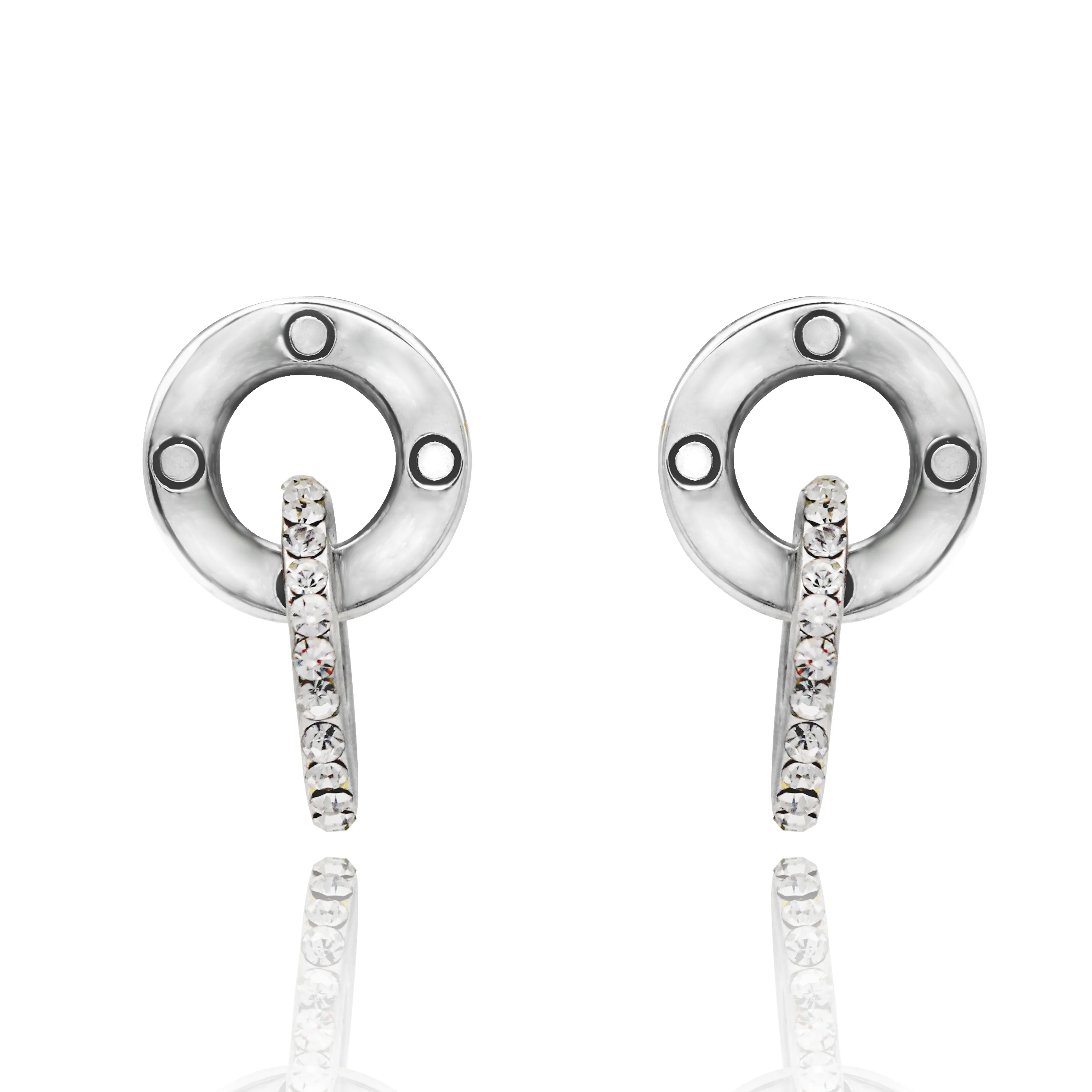

Wholesale Custom New Modern Handmade Double Ring Hip-Hop Silver Earring