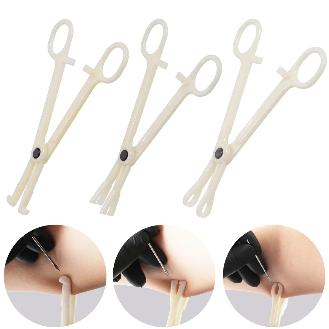 

NUORO 1PC Disposable Sterile Slotted Round Navel Forceps Clamp Triangle Open Plier Ear Nose Tattoo Piercing Tools, White