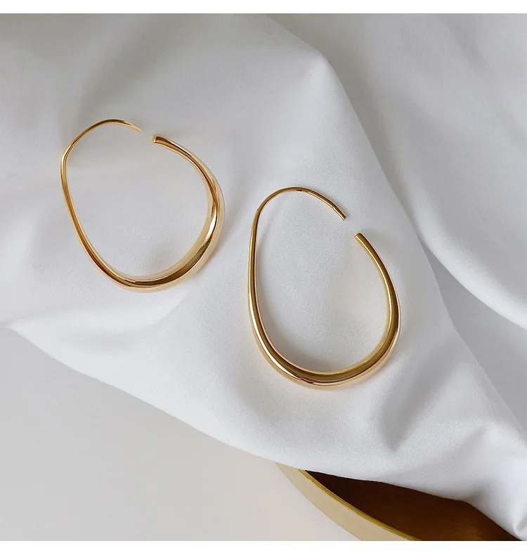 

European style 14k gold drop geometric hoop earrings personalized ear jewelry new fashion earrings for women