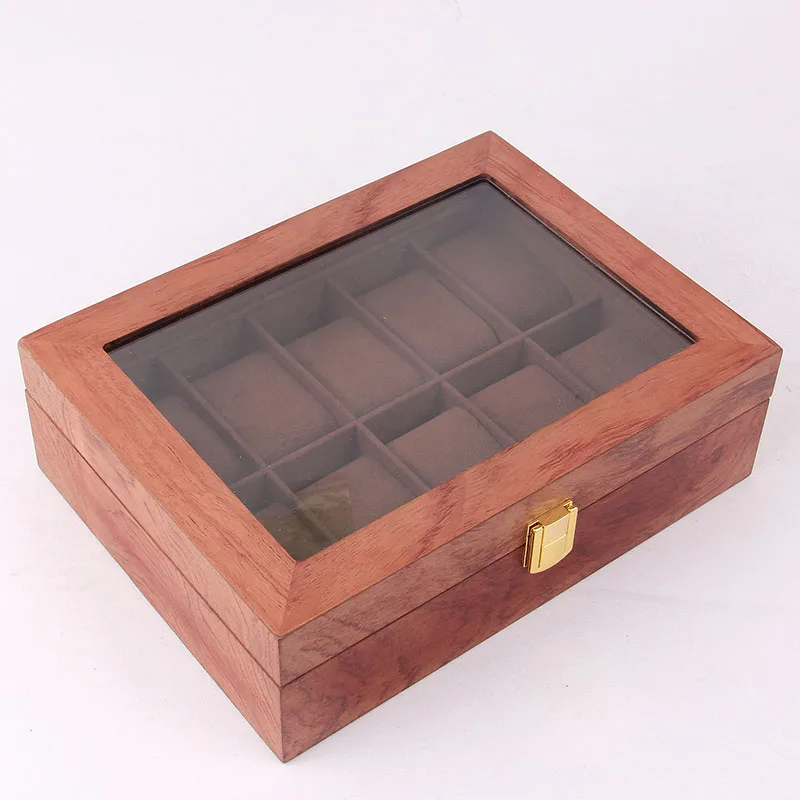 
Stackable 10 piece watch wood case with lid with velvet insert worldwide watch box 