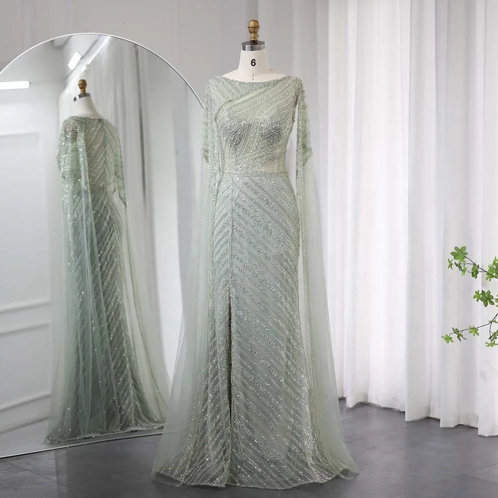 

Jancember SZ087 Elegant Dubai Luxury Women's Long Evening Party Prom Dresses With Shawl