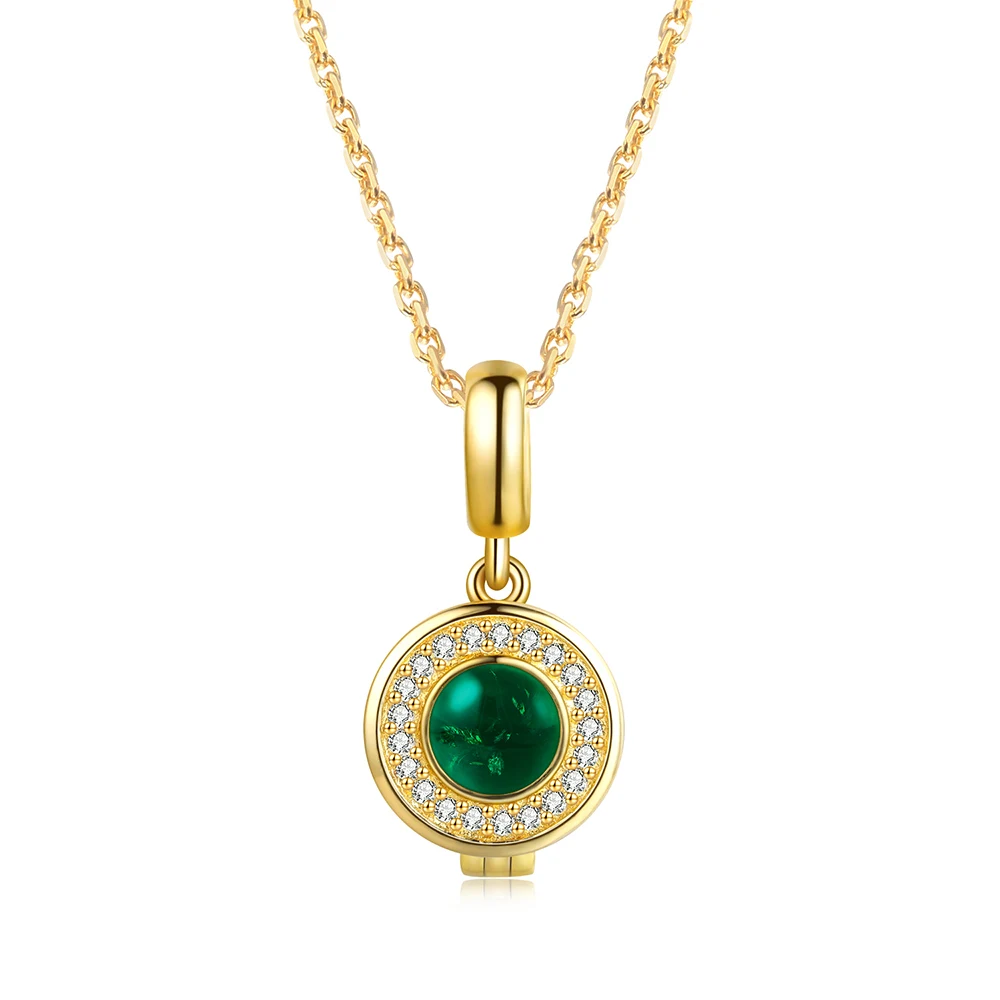 

Anster Silver Sterling 925 Lab Grown Emerald Necklace 2021 new Emerald Gemstone Necklace, Green