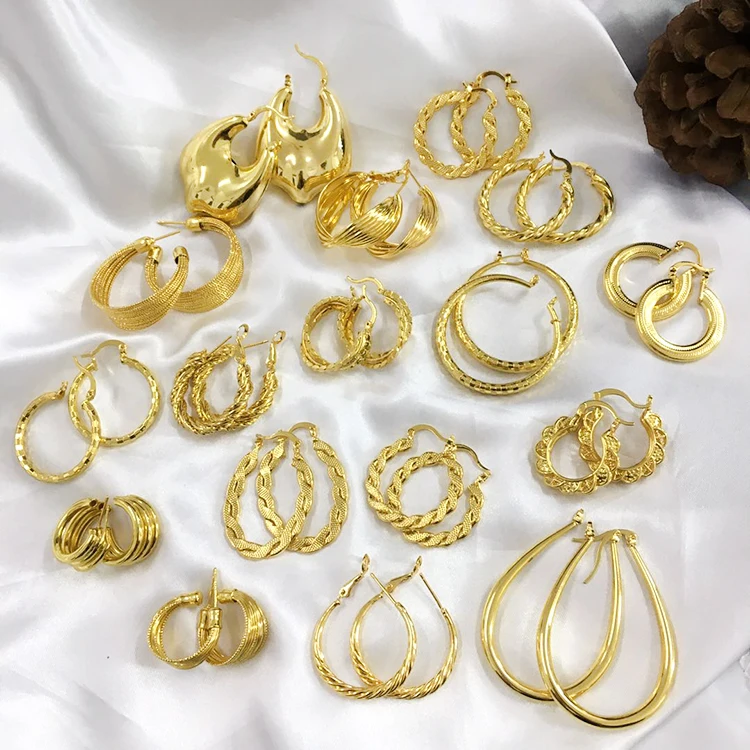 

Simple Women Matte Gold Earring Hoops Jewelry 18k Gold Earrings Wholesale, Colorful