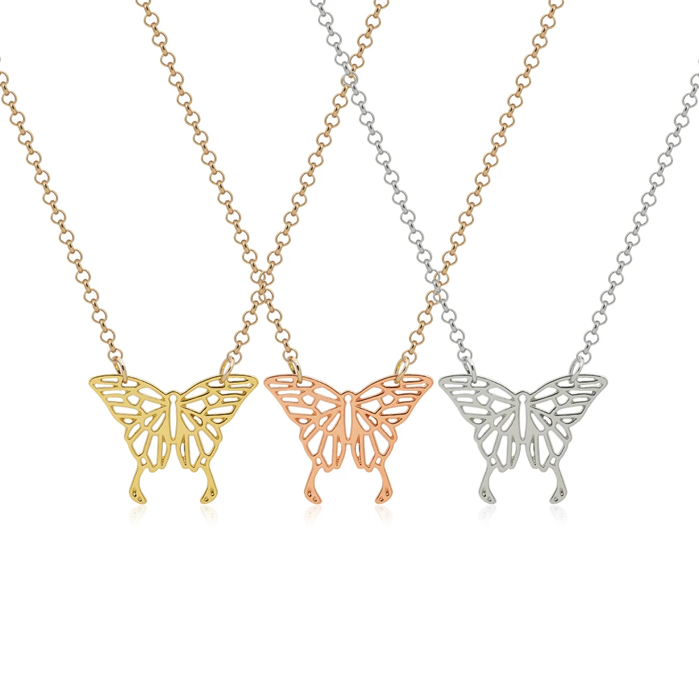 

Minimalist jewelry Wholesale women accessories jewellery simple custom gold butterfly necklace pendants