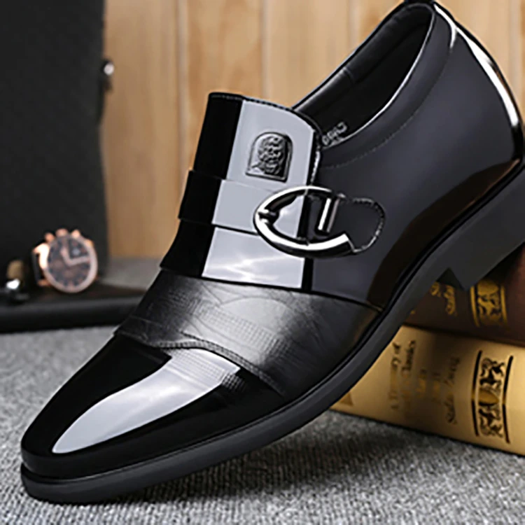 Best quality fashion slip-on mens brands leather western business dress heightening shoes