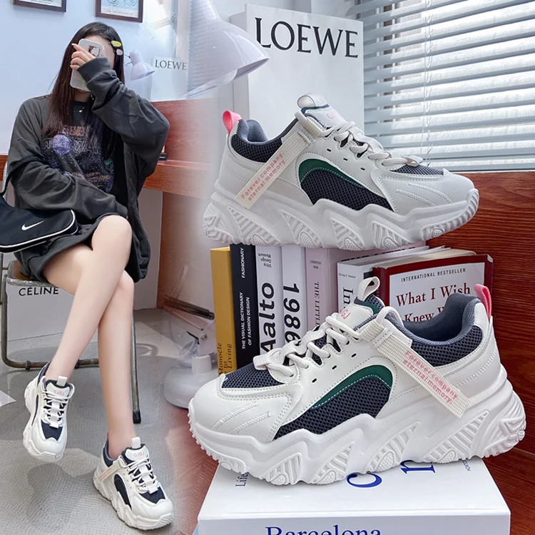 

Korean version of the old shoes female ins trend 2021 autumn new student sports shoes increased lace casual shoes rubber