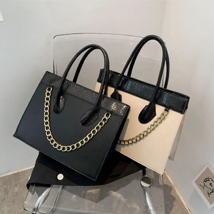 

New Design bolsas Women Fashion Handbags Croccodle Hand Bag Chains Large Capacity Structured Bags PU Leather Handbag For Ladies, 4color
