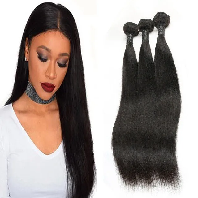 

Factory wholesale price mink virgin Brazilian Human hair bundles with lace frontal closure silky straight human hair weave