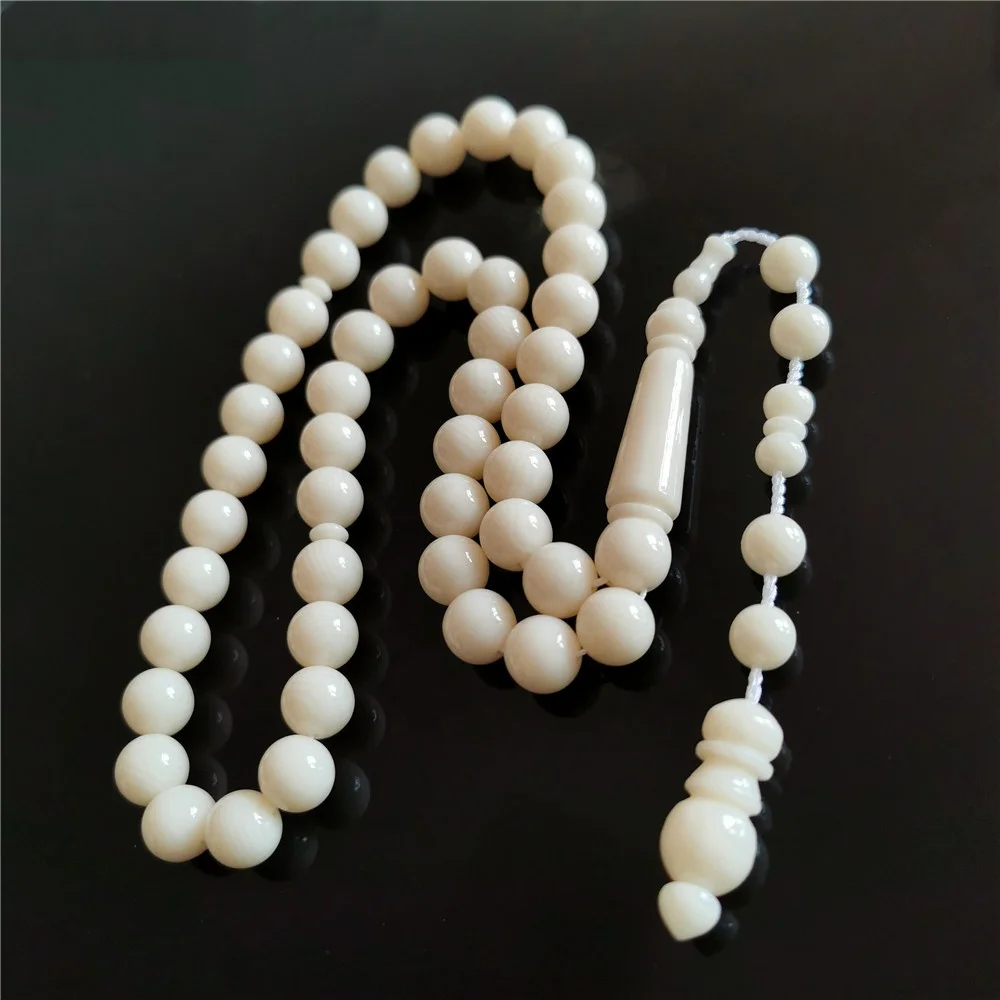 

High Quality Resin Ivory 10mm round 45pcs Tesbih sibha Islamic Prayer Beads muslim Rosary Subha Misbaha Tasbih with tassel
