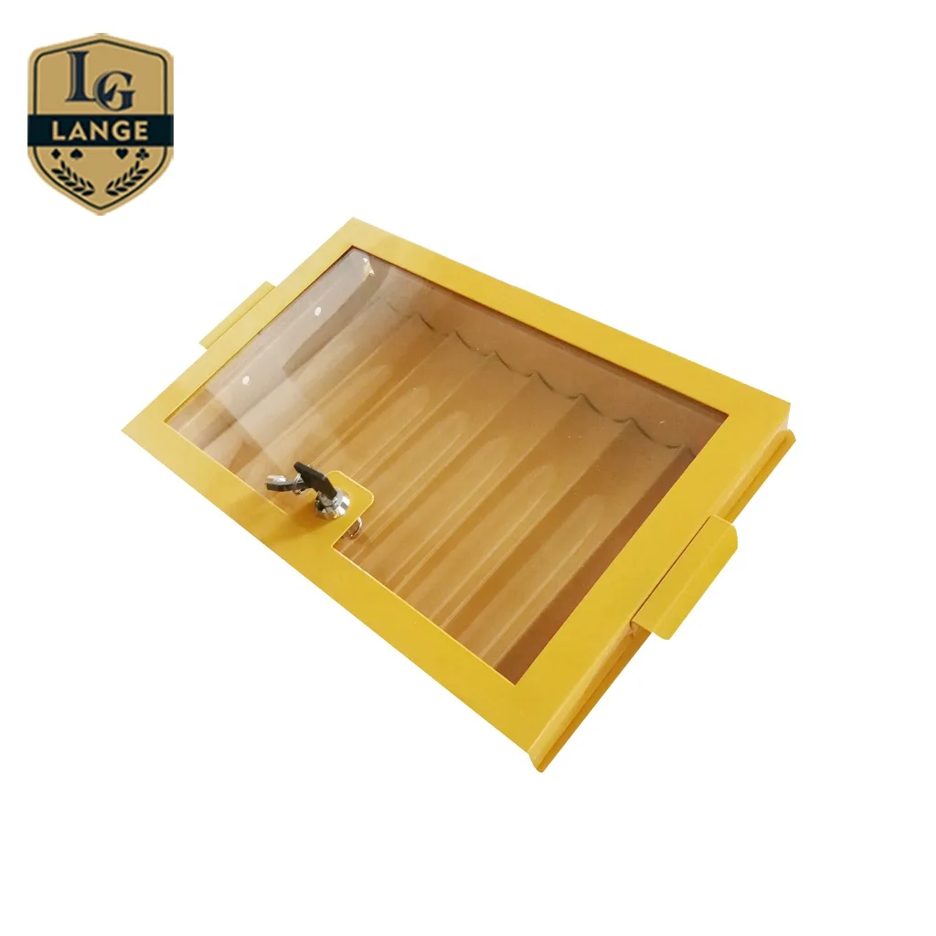 

Lange 8 Row Metal Golden Texas Poker Chip Tray With Lid Cover And Lock