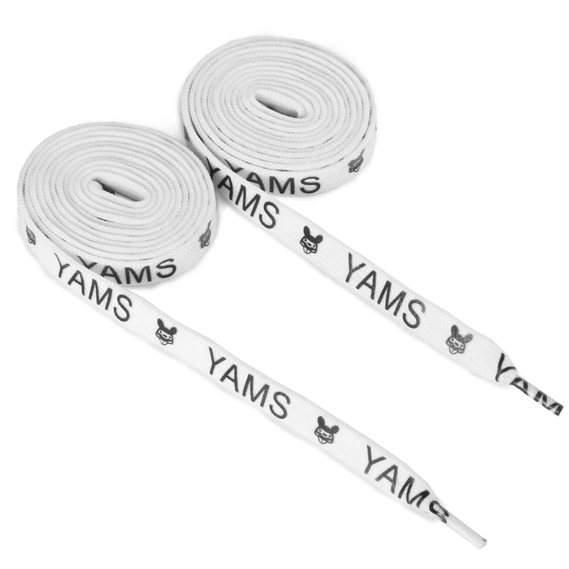 

Fabric Shoe Accessories Flat White Polyester With Print Embroidery Logo Shoelace, Customized