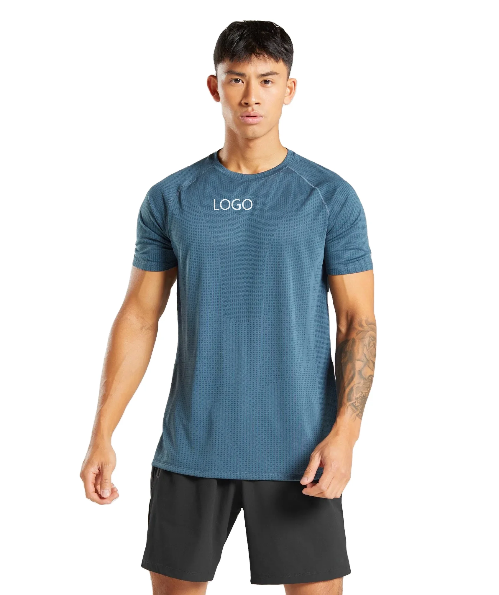 

Wholesale guy gym tshirt fitness apparel high quality 2021 new style muscle building man sports cotton polyester t shirts