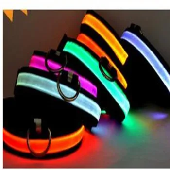 

Hot Sale Pet Supplies Products Nylon Luminous Solar Charging Dog Puppy Collar Led Flash Collars Neck Rope Usb Charging