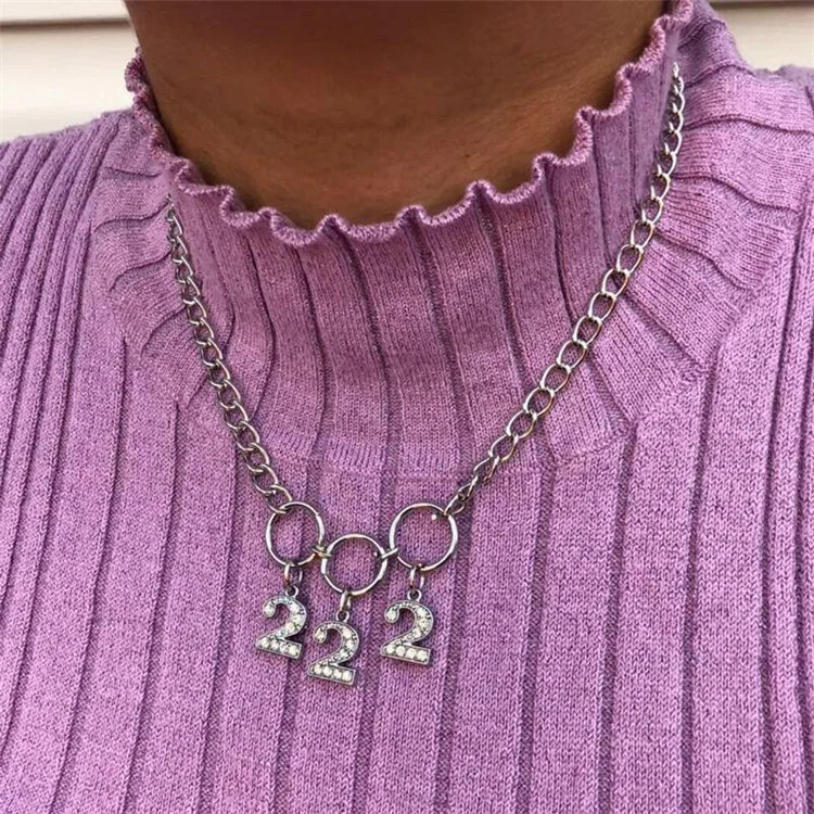 

Hip Hop Number Necklace European and American Light Luxury Clavicle Chain Roman Numeral Necklace, Picture shows