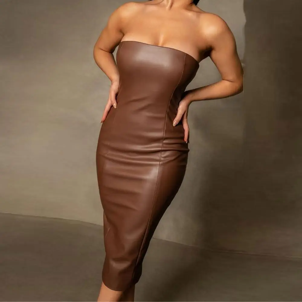 

FREE SAMPLE JHTH Wholesale Handmade Clothing 2021 New Arrival Lady brown off Shoulder Party Dress