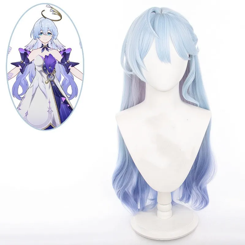Wholesale Honkai Star Rail Cosplay 80cm Long Wave Blue Ombre Robin Wig Synthetic Anime Heat Resistant Hair Cosplay Wig
