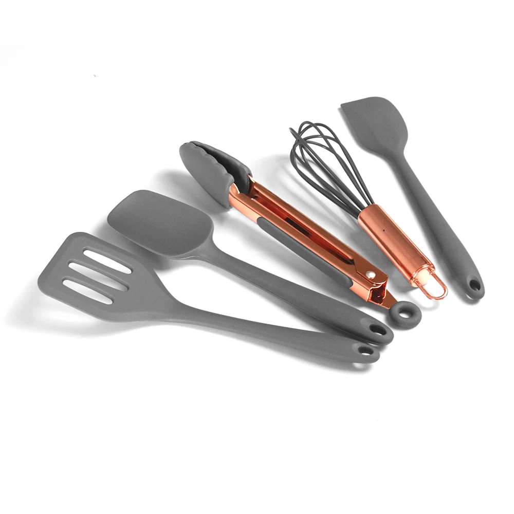 

5 pcs Kitchen Silicone Utensil Set for Nonstick Cookware Kitchen Set with Slotted Turner Egg Whisk
