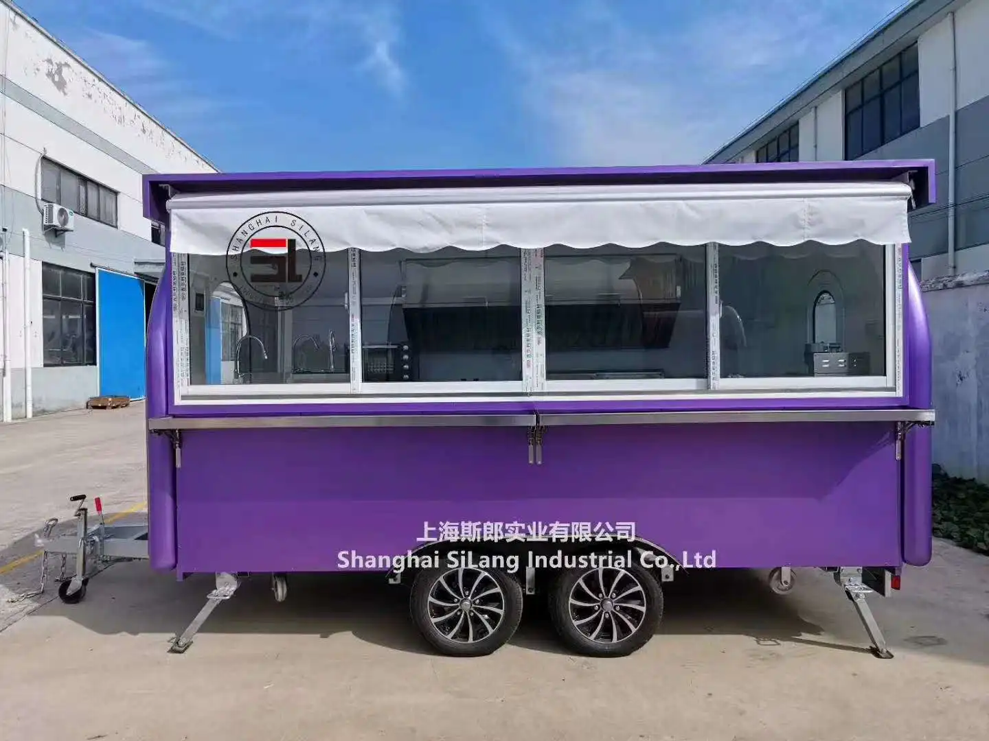 Purple customized high quality hot sale food trailer/ waffle pizza ice cream machine pizza hot dog camper food truck food cart supplier