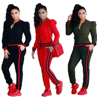 

SACM101 high quality side striped casual women sportswear custom tracksuit