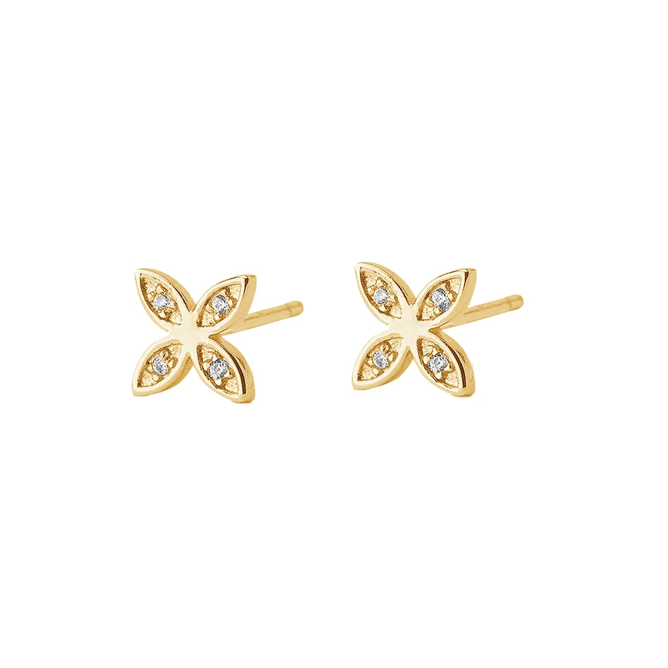 

wholesale gold jewelry suppliers fashion 925 sterling silver studs 18k gold plated nice flower charm stud earrings