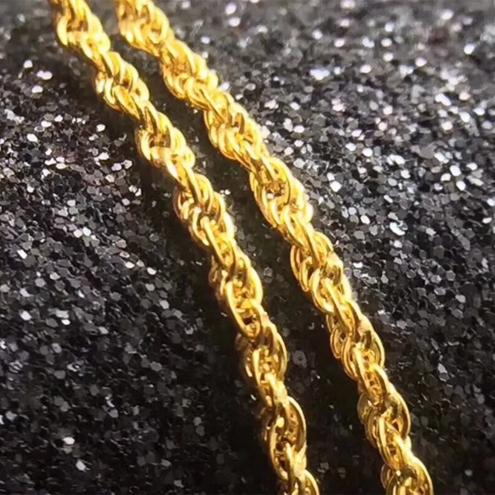

Women Italian 18 K Solid Gold Necklace Jewelry Rope Chains For Bulk