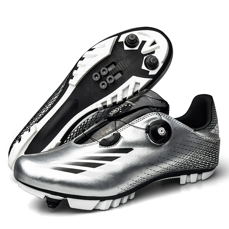 

2021 Mountain Road bright silver bike shoes