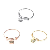 

2019 Bracelet Sliver Stainless Steel Women Ladies Luxury Custom Logo Wire Gold Expandable Adjustable Charm Bangle Bracelet