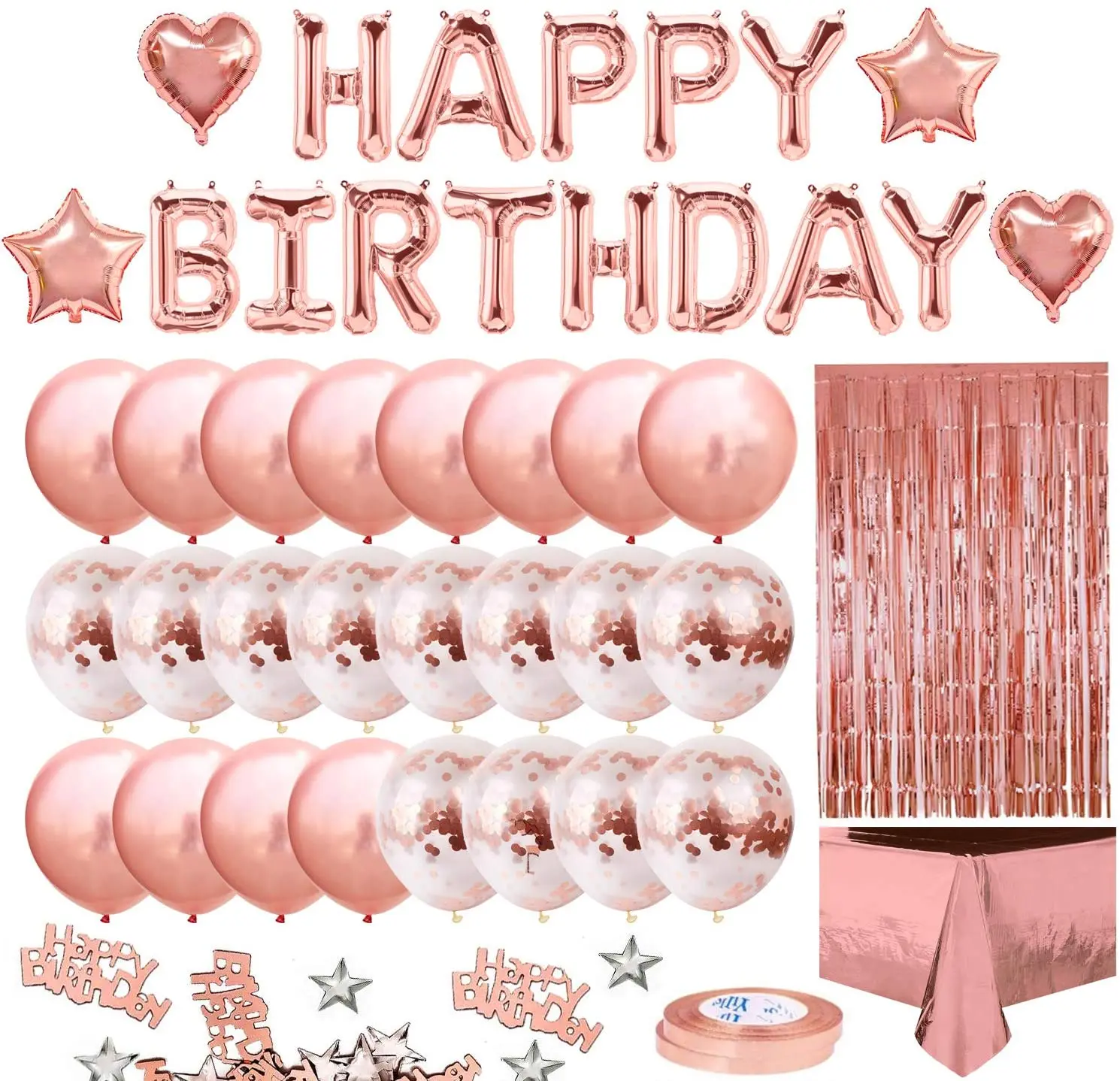 Details about   Kids Party Favors 1set Happy Birthday Letter Banner Rose Gold Confetti Balloons 
