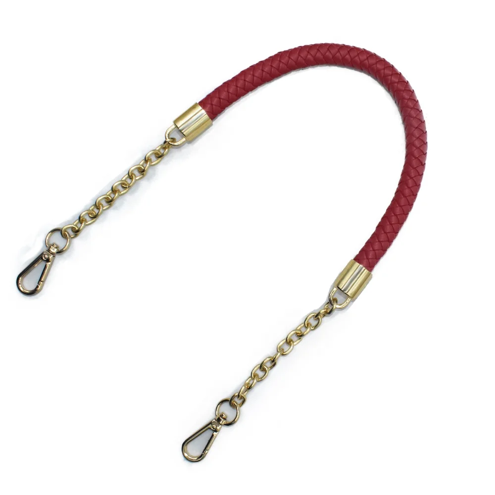 

PU leather braided chain ladies bag replacement belt handlebars alloy chain bag accessories, As picture