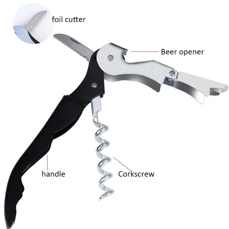 

Bar Waiters Wine Opener Corkscrew with a Comfortable Handle, Black color