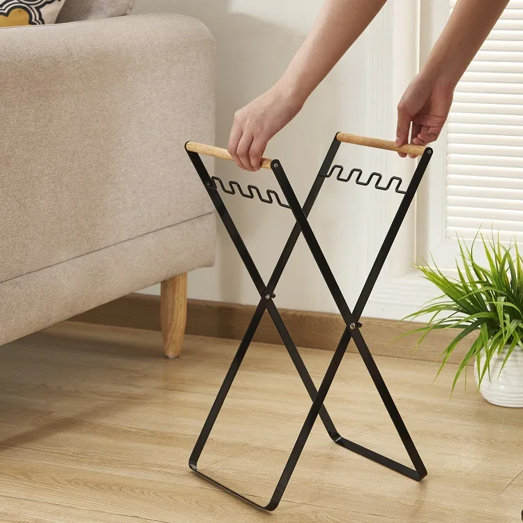 

Hot Sale Iron metal Foldable countertop Trash Bag Holder Rack Storage Bag rag Towel Rack, White/black