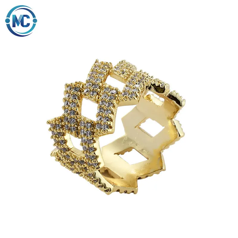 

2021 Micro-zircon Rhombus shaped diamond ring men jewelry
