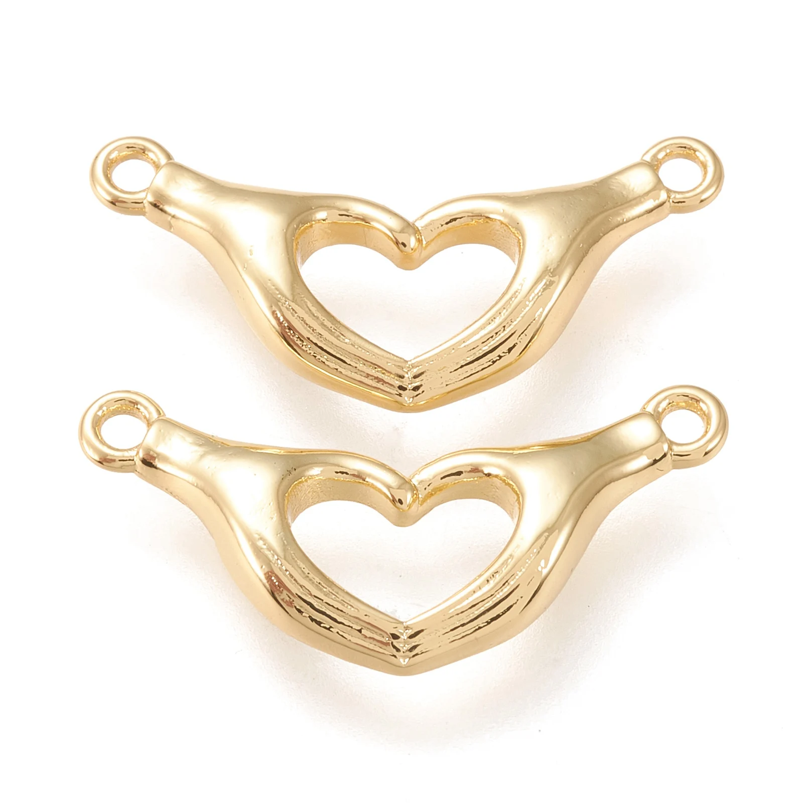 

PandaHall Hand with Heart Golden Brass Links Connectors, Real 18k gold plated