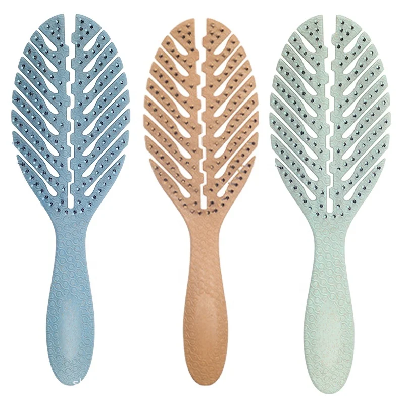 

Custom Logo Eco-friendly Biodegradable Wheat straw Vented detangling hair brush All Hair Types, 3 or customized