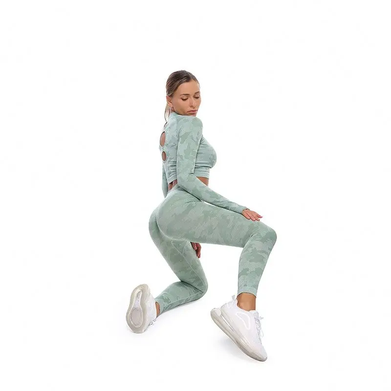 

top selling seamless leggings ankle-length sexy high waist high quality yoga active wear set