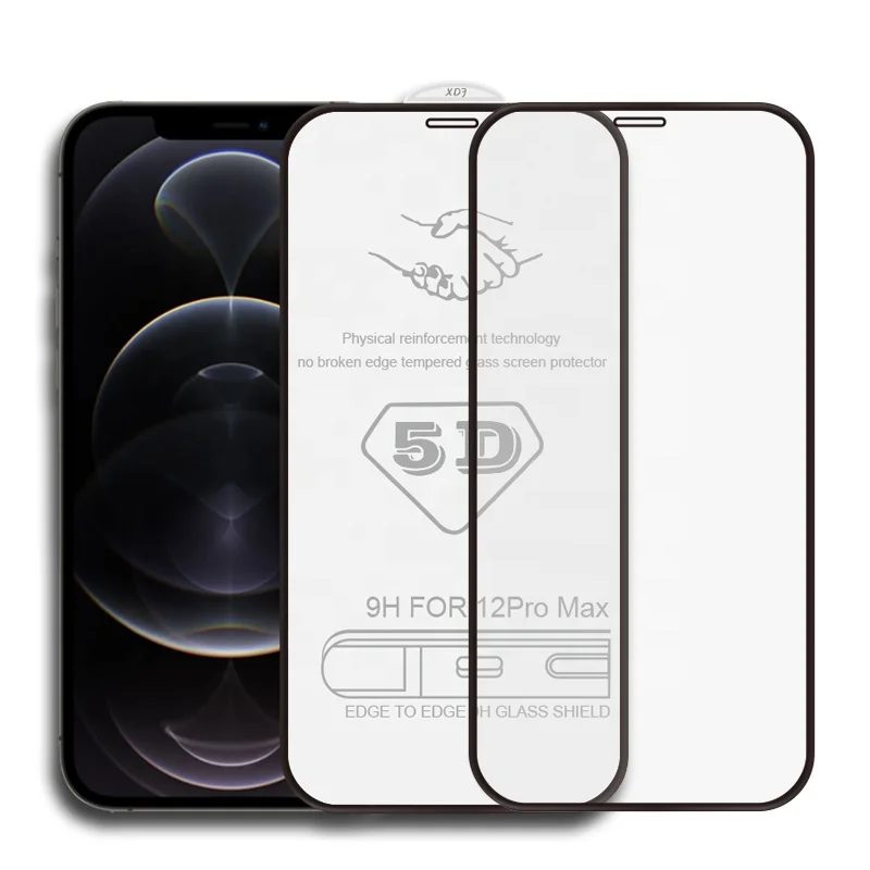 

New 5D Cold carving Full Coverage Screen Protector For iPhone11 12 12pro 12pro max 9H Hardness ultra thin protective film, Black white