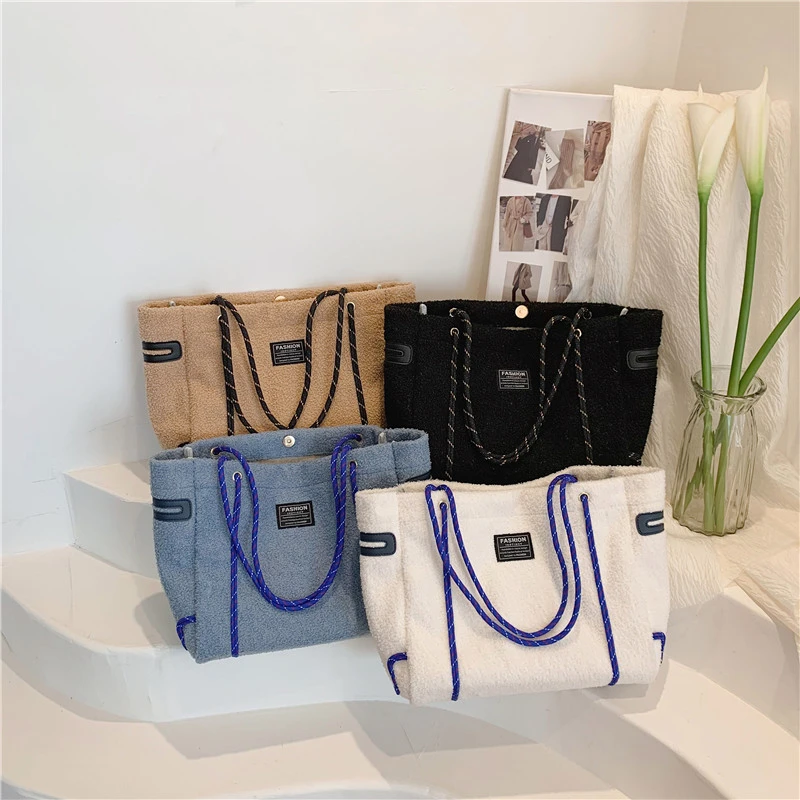 

Large capacity designer luxury plush bag new women's winter single shoulder bag casual tote bags