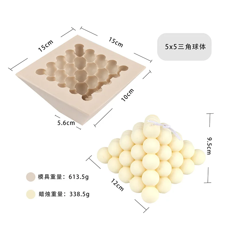 

B-3062 Large size pyramid bubble candle mold 3D Silicone Candle Making Mould