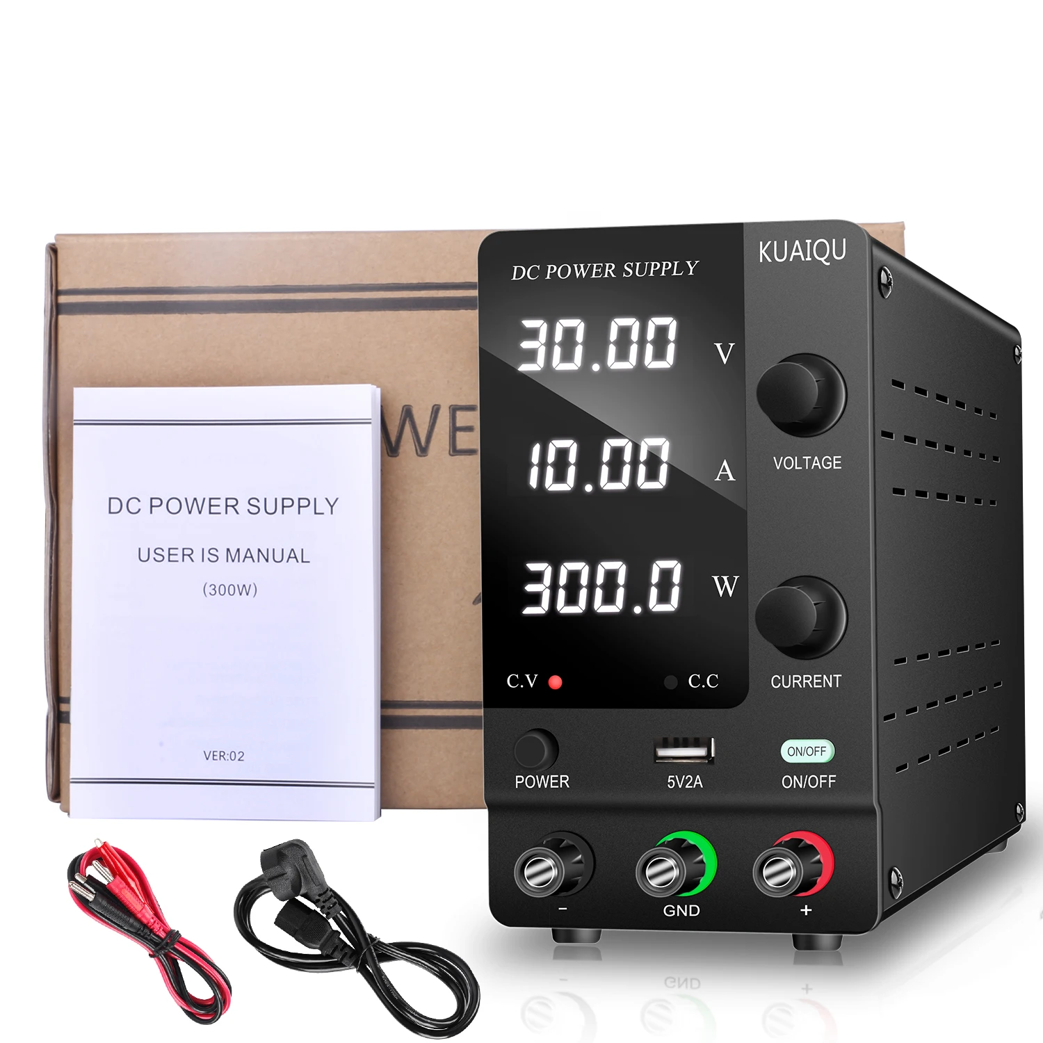 

KUAIQU 30V 10A 300W Adjustable DC Power Supply with Encode Knob Regulator Switching Power Supply SPPS-C3010