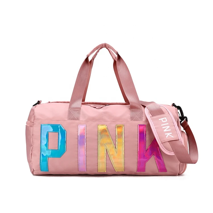 

2022 new weekender sport bags for gym nylon sport bag woman gym letter pink travel sport bag, Customized color