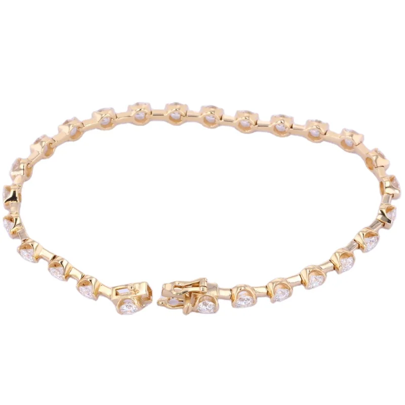 

Wholesale price 14k solid gold bracelet 3.5mm moissanite tennis chain custom made for women, Ef vs