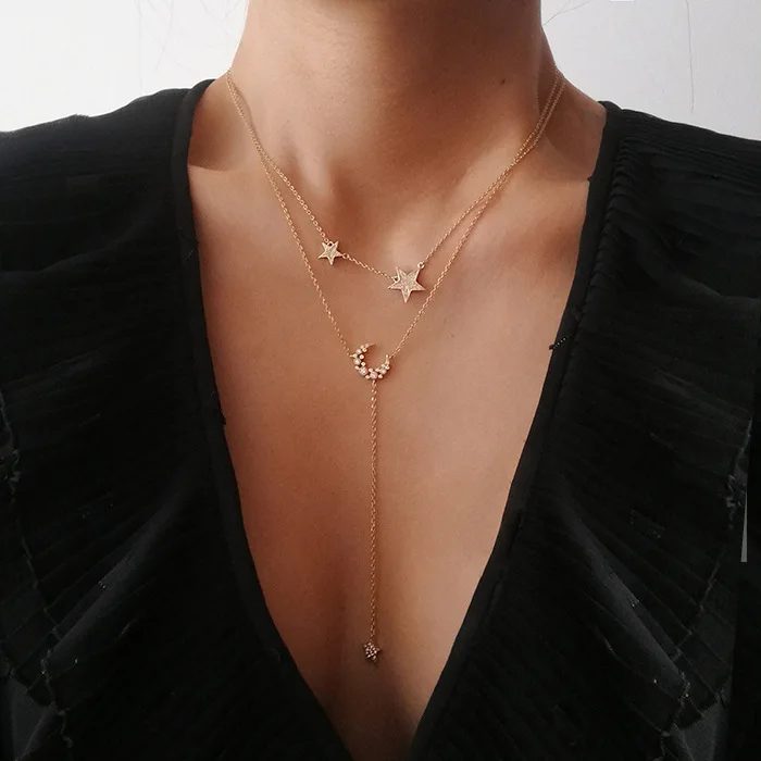 

fashion gold Moon And Star necklace for women wholesale N2011172