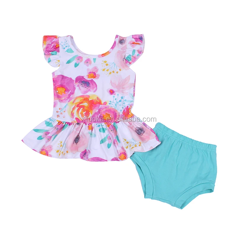 

Boutique Clothes Baby Bummies Floral Peplum Baby Girls' Clothing Sets, Picture