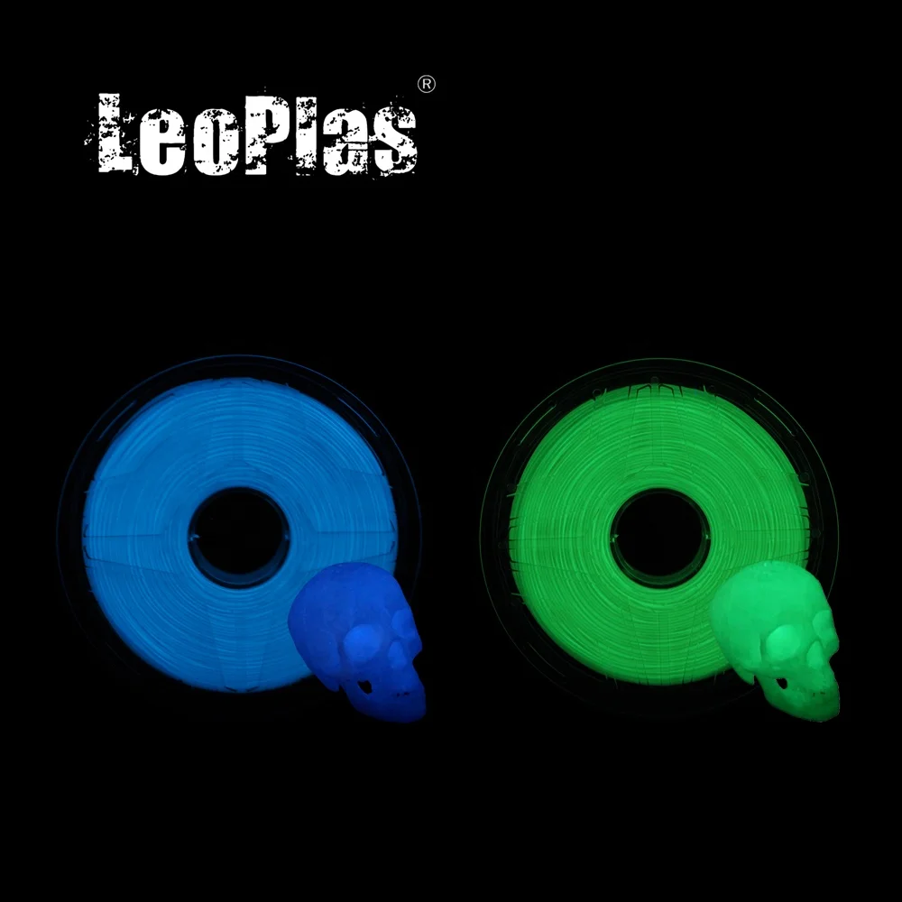 LeoPlas 1kg 1.75mm Glow in Dark PLA Filament For FDM 3D Printer Pen Consumables Printing Supplies Plastic Material