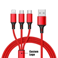 

Custom logo oem 1.2M Multi Charger 3 in one Charging cable for Iphone Micro USB C Cables