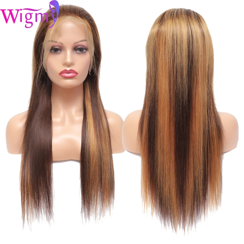 

150% density Highlight Colored Pre Plucked Lace Front Human Hair Wigs Ombre Remy Frontal Wig For Black Women