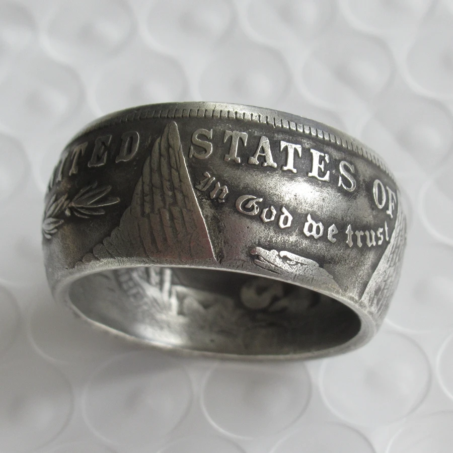 Hot Morgan Silver Dollar Coin Ring 'eagle' Silver Plated Handmade In Sizes 8-16 