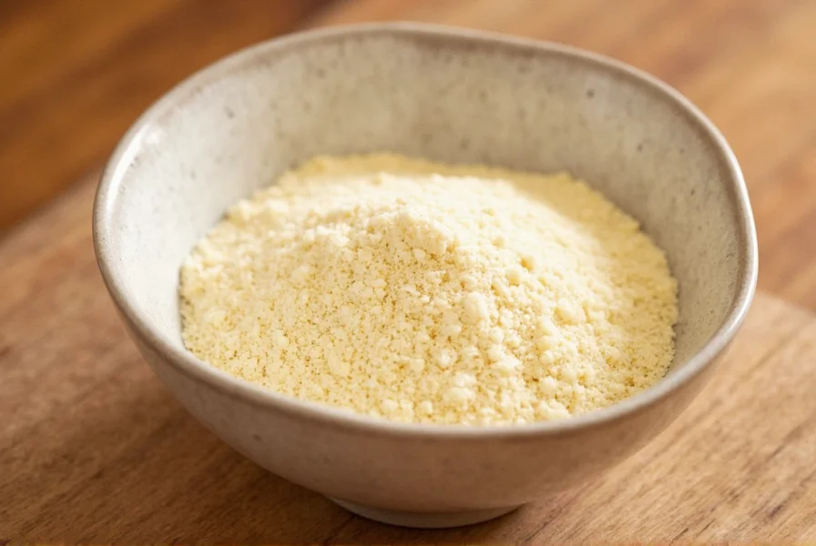 Close-up of ground horseradish in a labeled glass jar