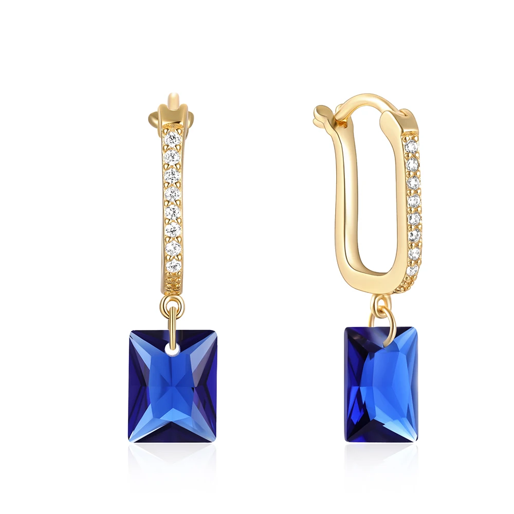 

Silver Designs Beautiful Sapphire Earring For Women Trendy 18K Gold Ear Ring S925 Sterling Silver Blue Zircon Pendant Earrings